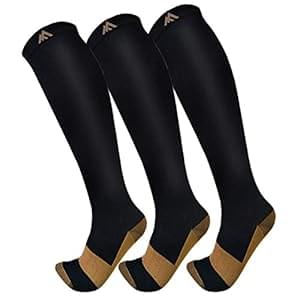 FuelMeFoot 3 Pack Copper Compression Socks – Compression Socks Women & Men Circulation – Best for Medical,Running,Athletic